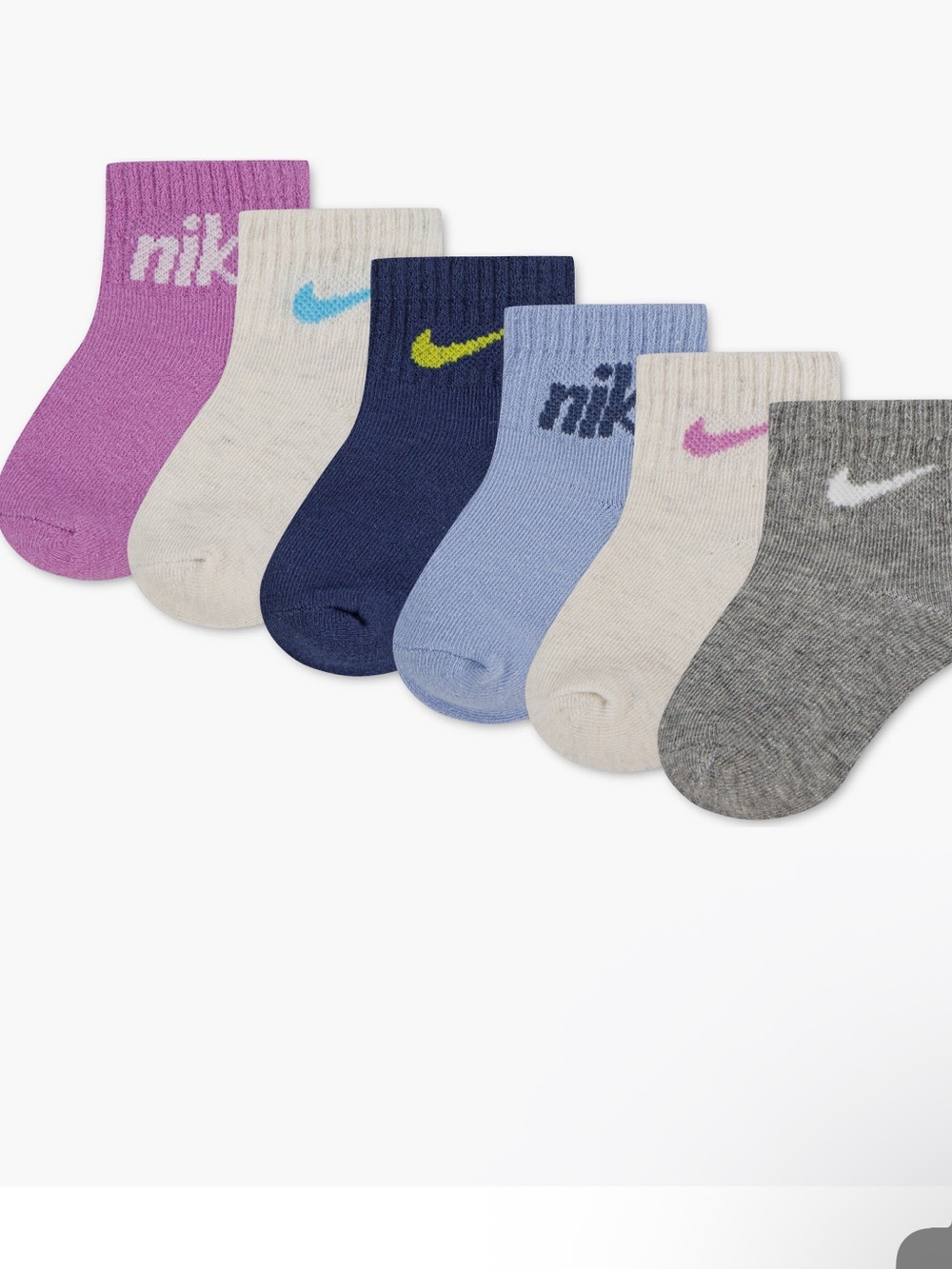 Nike Kids' 6-Pack Logo Socks -SZ-12-24 Month NWT